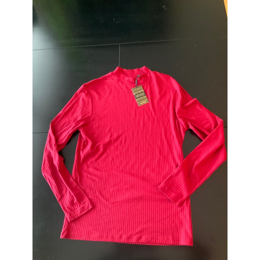 Men's Murano liquid luxury ribbed mock neck shirt M slim fit Timeless Twenties